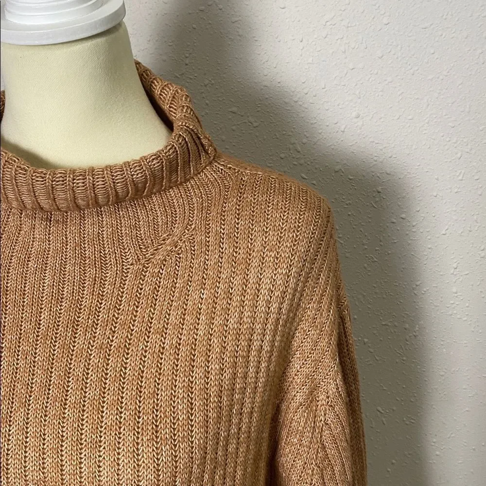 Elizabeth & James Camel Brown Ribbed Knit Turtleneck Sweater Women's Size M